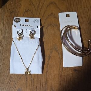 Gold-Plated Butterfly Jewelry Set